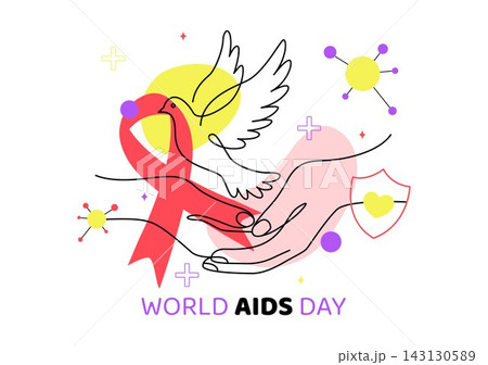 World AIDS Day Vector Illustration featuring Red Ribbon Symbol, Awareness Elements, Support, Prevention and Global Health in a Colorful Flat Style World AIDS Day Vector Illustration featuring Red Ribbon Symbol, Awareness Elements, Support, Prevention and Global Health in a Colorful Flat Style 143130589