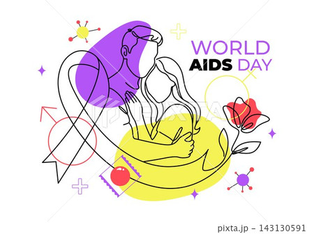 World AIDS Day Vector Illustration featuring Red Ribbon Symbol, Awareness Elements, Support, Prevention and Global Health in a Colorful Flat Style World AIDS Day Vector Illustration featuring Red Ribbon Symbol, Awareness Elements, Support, Prevention and Global Health in a Colorful Flat Style 143130591