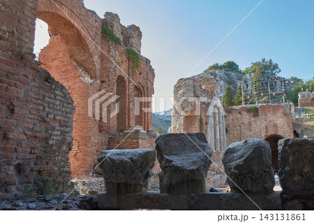 Roman architectural remains withstand the test of time at the Ancient Theatre of Taormina, Sicily Roman architectural remains withstand the test of time at the Ancient Theatre of Taormina, Sicily 143131861