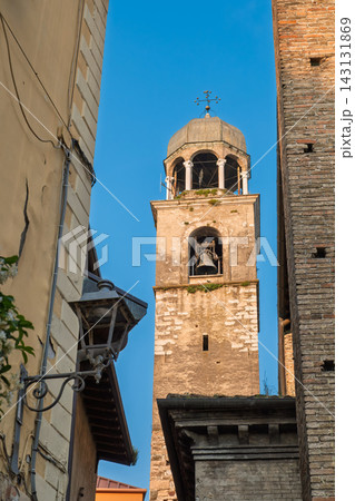 Bell tower of Duomo di Salo on Lake Garda in Lombardy Italy Bell tower of Duomo di Salo on Lake Garda in Lombardy Italy 143131869