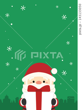 クリスマスのサンタクロースとプレゼントと緑色の背景 143133050