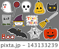 組み合わせて使えるハロウィンのステッカー風手書き素材セット1 143133239