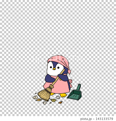 Illustration of a penguin cleaning Illustration of a penguin cleaning 143133579