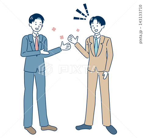 会話が弾み和気あいあいと話すビジネスマンのイラスト 線あり 会話が弾み和気あいあいと話すビジネスマンのイラスト 線あり 143133710