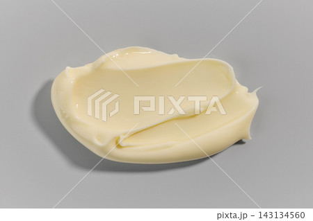 Melted cheese isolated on grey background, top view 143134560
