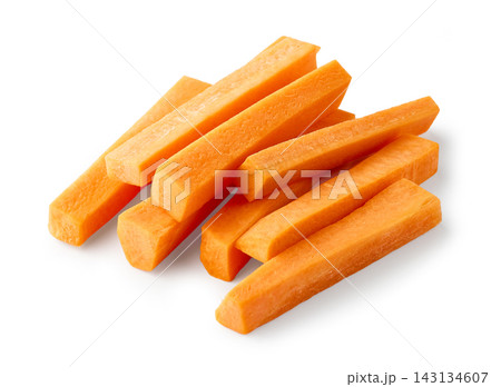 carrot sticks isolated on white background carrot sticks isolated on white background 143134607