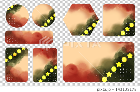 A unique frame icon set featuring dots and watercolor washes. A unique frame icon set featuring dots and watercolor washes. 143135178