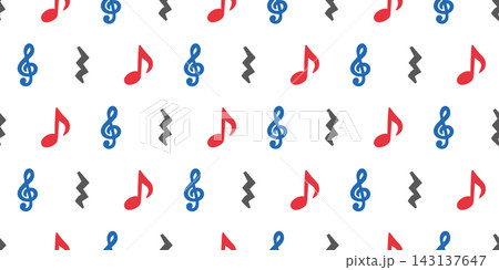音楽記号と音符のシームレス模様 ベクターイラスト 143137647