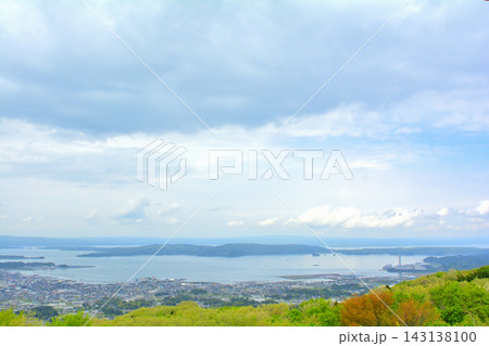 日本100名城・七尾城からの風景 143138100
