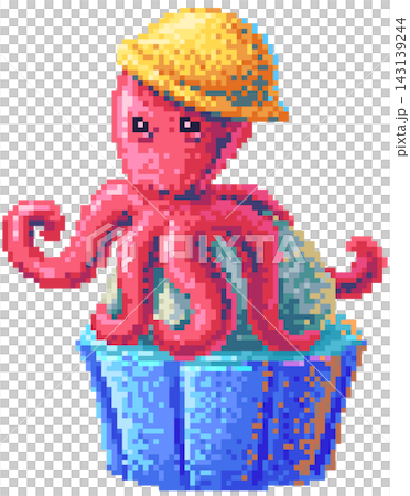 Octopus cupcake in pixel art Octopus cupcake in pixel art 143139244
