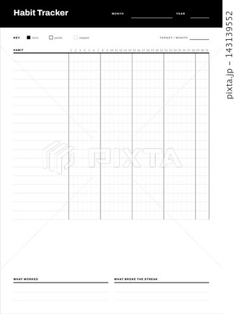 Habit Tracker Monthly Planner Template 143139552