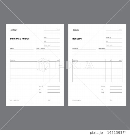Purchase Order and Receipt Form Template Purchase Order and Receipt Form Template 143139574