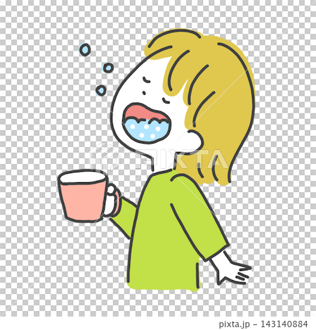 うがいをする女の子のイラスト 143140884