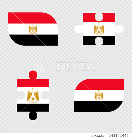 Egypt Flag Rounded Shapes and Puzzle Set. Egypt Flag Rounded Shapes and Puzzle Set. 143141442