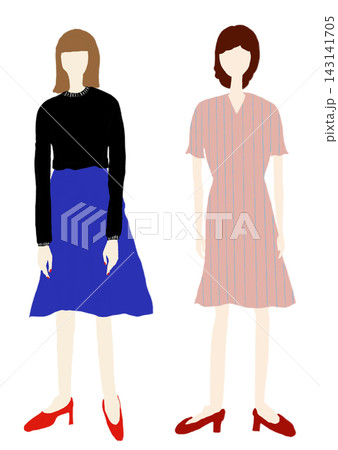 フラットデザイン風 女性の服装　透過 143141705