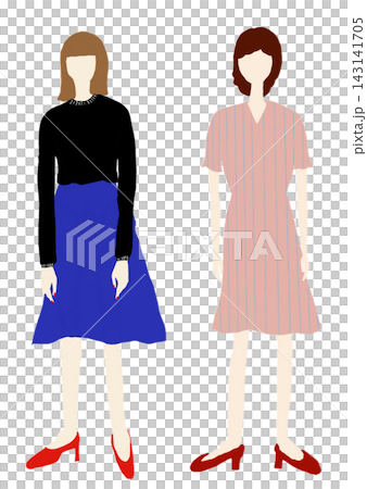 フラットデザイン風 女性の服装　透過 143141705