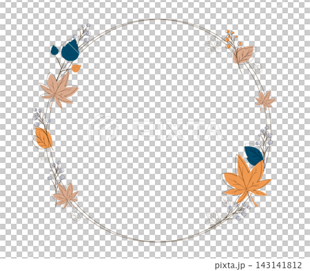 Minimalist frames featuring hand-drawn style maple leaves and other leaves. Minimalist frames featuring hand-drawn style maple leaves and other leaves. 143141812