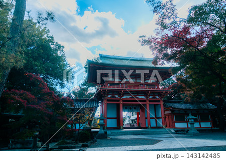 京都のお寺での紅葉の写真 143142485