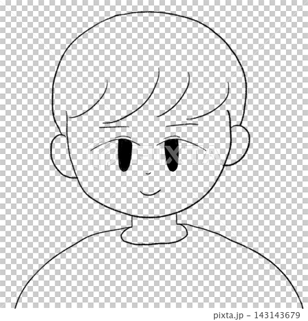 男性のイラスト 上半身 モノクロ 男性のイラスト 上半身 モノクロ 143143679