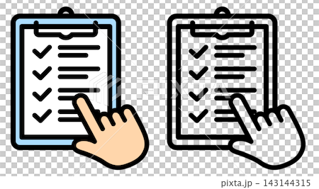Checklist operation icons; document material showing a finger pointing to indicate task confirmation and input. Checklist operation icons; document material showing a finger pointing to indicate task confirmation and input. 143144315