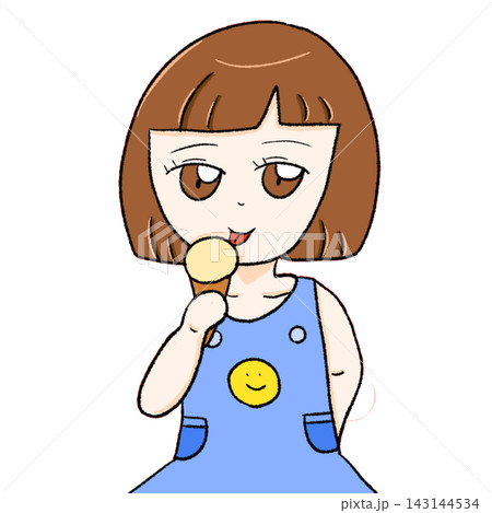 レトロな女の子のイラスト　上半身 143144534