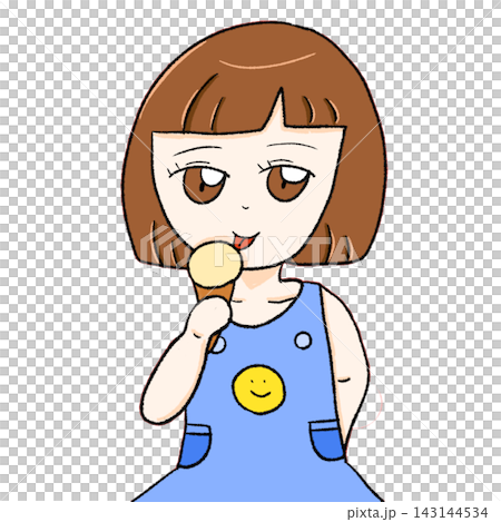 レトロな女の子のイラスト　上半身 143144534