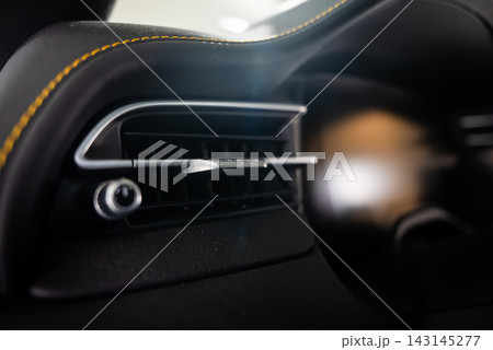Maserati Modena dashboard air vent with leather and satin metal trim Maserati Modena dashboard air vent with leather and satin metal trim 143145277