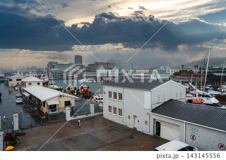 Storm clouds gather over the Victoria and Alfred Waterfront in Cape Town 143145556