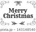 Merry Christmas Vintage Victorian Lettering with Elegant Holly Ornament and Decorative Holiday Greeting Typography 143148540