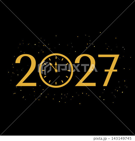 2027 New Year typography poster. Vector template for banner, sign, greeting card, invitation, etc. 143149745