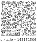 Hand drawn candy collection. Doodle sketch style. Set of various sweets doodles. 143151506