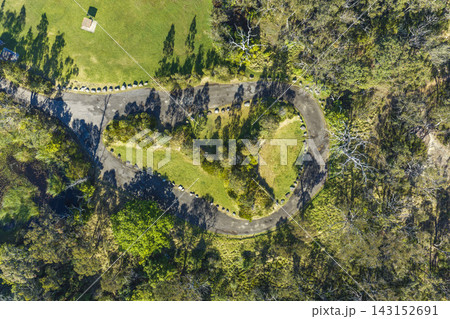 Aerial view of the Bulls Camp Reserve internal road in the Blue Mountains Aerial view of the Bulls Camp Reserve internal road in the Blue Mountains 143152691