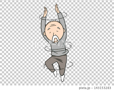 とても元気に運動するお爺ちゃんのイラスト 143153283