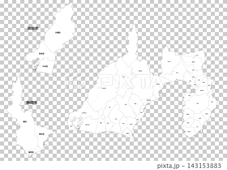 Blank map of municipalities in Shizuoka Prefecture (vector data, updated for 2025, reflects Hamamatsu City's administrative district reorganization, includes enlarged view) Blank map of municipalities in Shizuoka Prefecture (vector data, updated for 2025, reflects Hamamatsu City's administrative district reorganization, includes enlarged view) 143153883