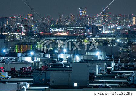 川崎マリエンから望む京浜工業地帯と都市夜景 143155295