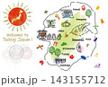 かわいい栃木県の観光スポット手描きイラストマップ 143155712