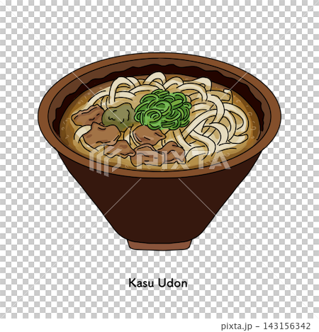 かすうどんの線画イラスト 大阪名物の油かす入りうどん 麺類 143156342