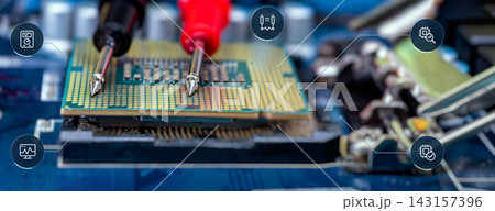 Computer Microprocessor Testing with Electronic Probes, Diagnostic Interface and Quality Control for Hardware Maintenance Computer Microprocessor Testing with Electronic Probes, Diagnostic Interface and Quality Control for Hardware Maintenance 143157396