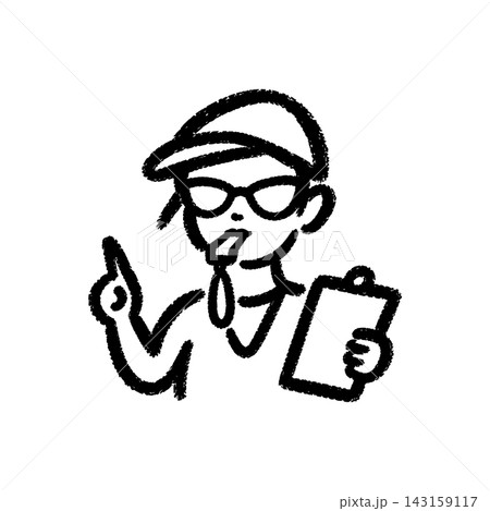 Hand drawn chalk Icon of Fitness Coach Giving Instruction Hand drawn chalk Icon of Fitness Coach Giving Instruction 143159117