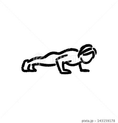 Hand drawn chalk Icon of Person Doing Push-Ups Hand drawn chalk Icon of Person Doing Push-Ups 143159178