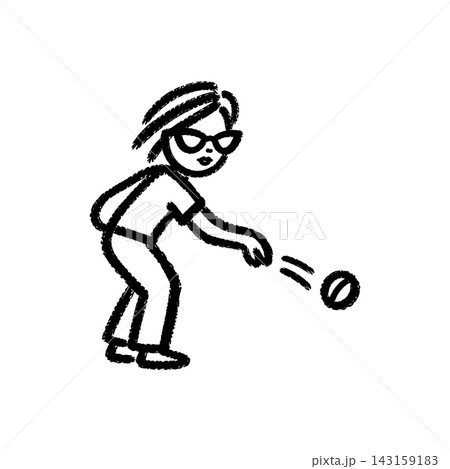 Hand drawn chalk Icon of Boy Playing Petanque Hand drawn chalk Icon of Boy Playing Petanque 143159183
