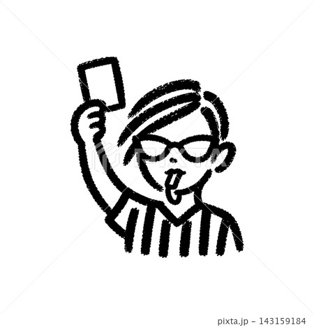 Hand drawn chalk Icon of Referee Holding Up a Card 143159184