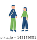 お出かけする男女のイラスト 143159551