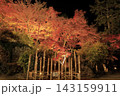 ライトアップされ赤やオレンジ色が鮮やかな筑波山の紅葉 143159911