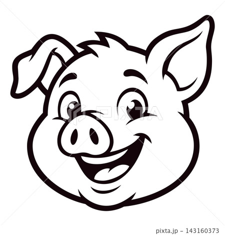 cartoon style pig head mascot logo 143160373
