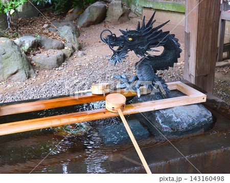 川越氷川神社の手水舎の龍-1 川越氷川神社の手水舎の龍-1 143160498