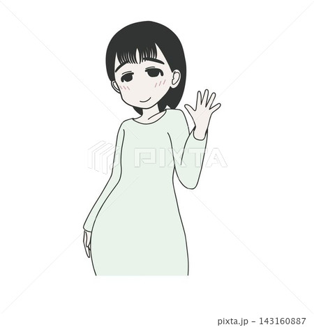 切ない表情で「じゃあね」と手を振って別れを告げる女性のイラスト 143160887