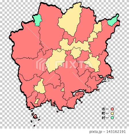岡山縣地圖:城市/城鎮彩色(筆觸風格)- 日式風格 岡山縣地圖:城市/城鎮彩色(筆觸風格)- 日式風格 143162191