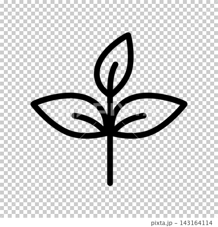 Simple leaf line art icon: Three-leaf clover 02 Simple leaf line art icon: Three-leaf clover 02 143164114