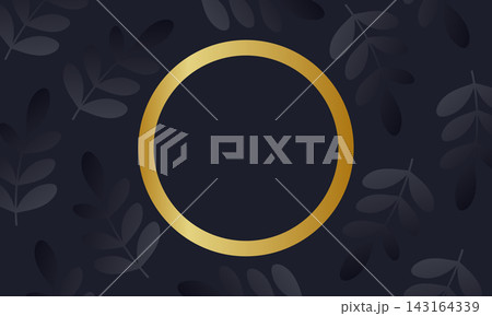 Black leaves with golden circle background. Black leaves with golden circle background. 143164339